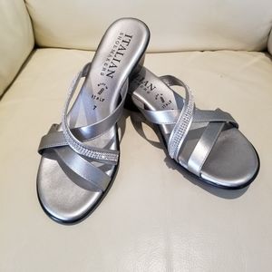 Italian Shoemakers Silver Sandals Size 7